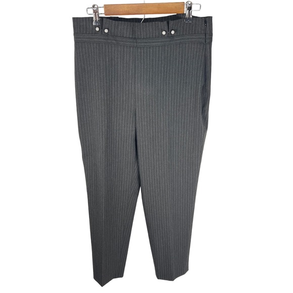 White House Black Market Pants - White House Black Market Relaxed Ankle Pinstripe Pants Grey Pearl Button Size 10